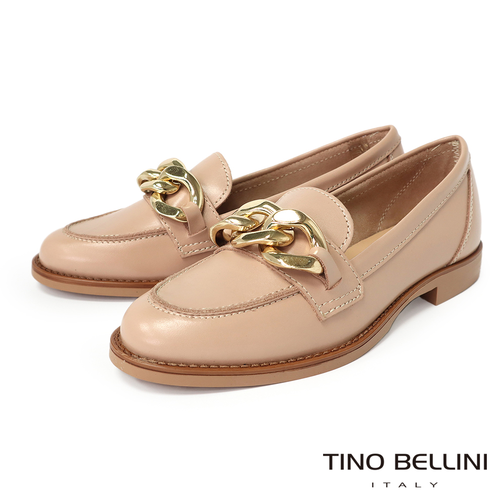 TINO BELLINI 貝里尼 義大利進口金鎖鏈亮面樂福鞋