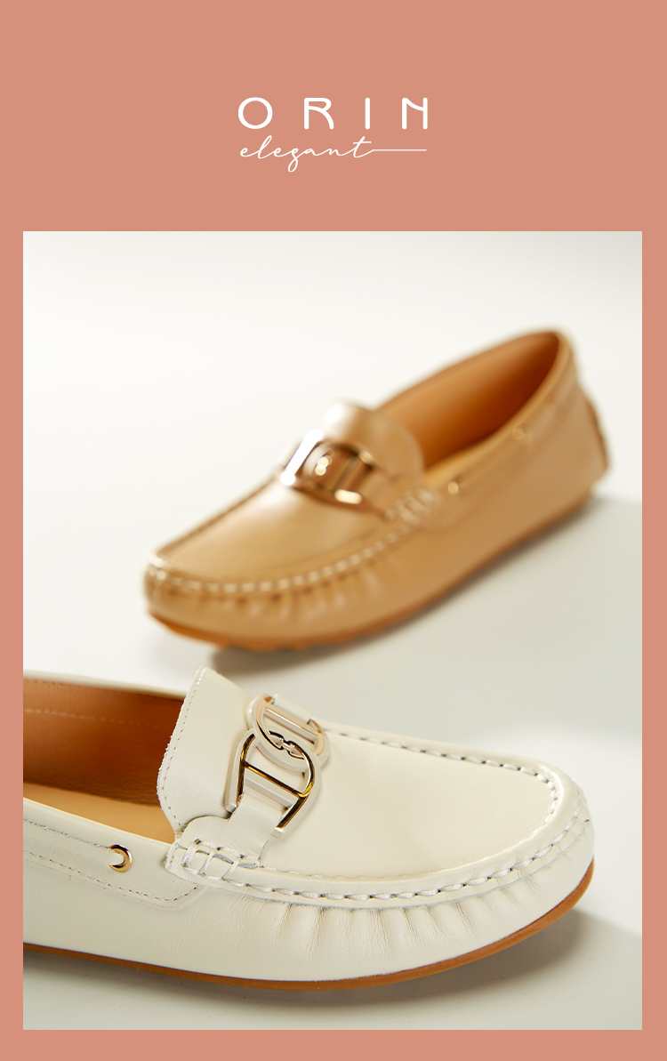 ORIN 造型飾釦牛皮平底休閒鞋(白色) 推薦