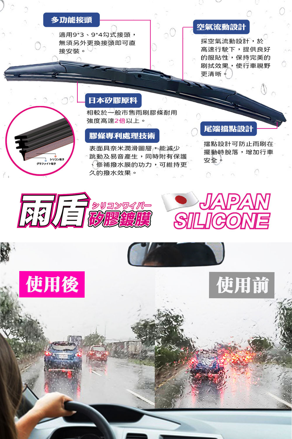 雨盾 Honda Odyssey 各代專用矽膠鍍膜雨刷(日本