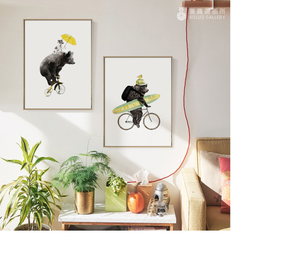 菠蘿選畫所 夏天可愛小動物插圖系列裝飾畫-42x60cm(夏