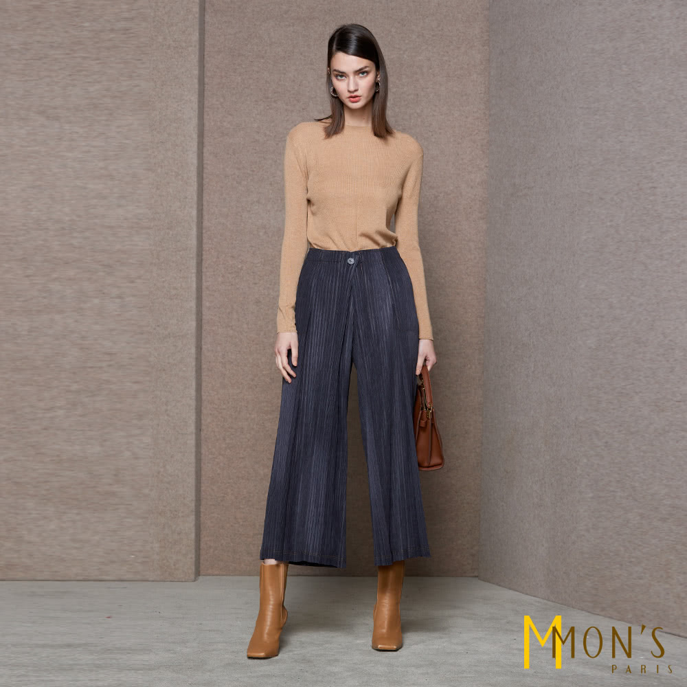 MON’S 牛仔印色造型壓摺長褲(直)評價推薦