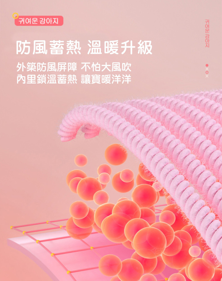 防風蓄熱 溫暖升級 外築防風屏障 不怕大風吹 內里鎖溫蓄熱 讓寶暖洋洋 CHEN食 
