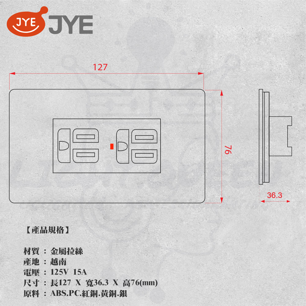 中一電工 JYE 10入 月光系列 摩登系列 二附接地插座 