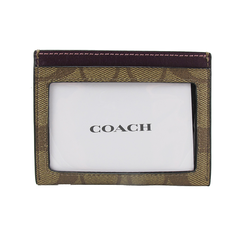 COACH 大CLOGO信用卡、名片夾(卡其深紫)品牌優惠