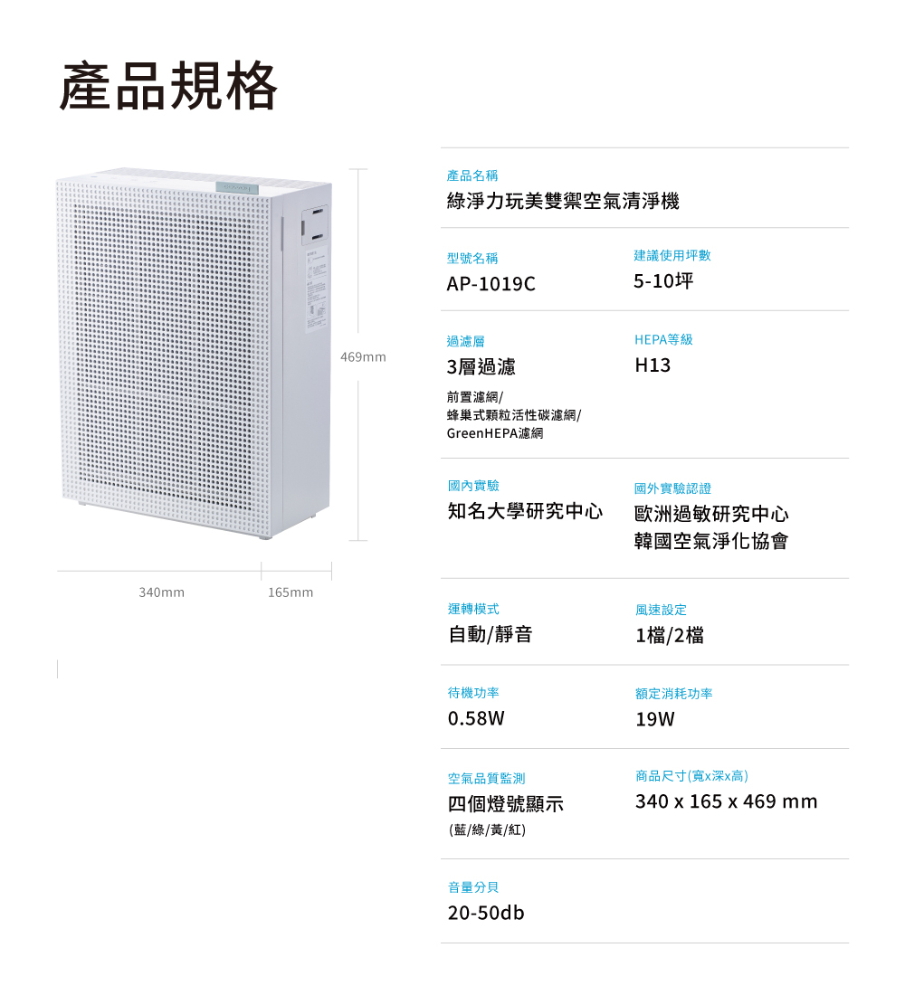 綠淨力玩美雙禦空氣清淨機