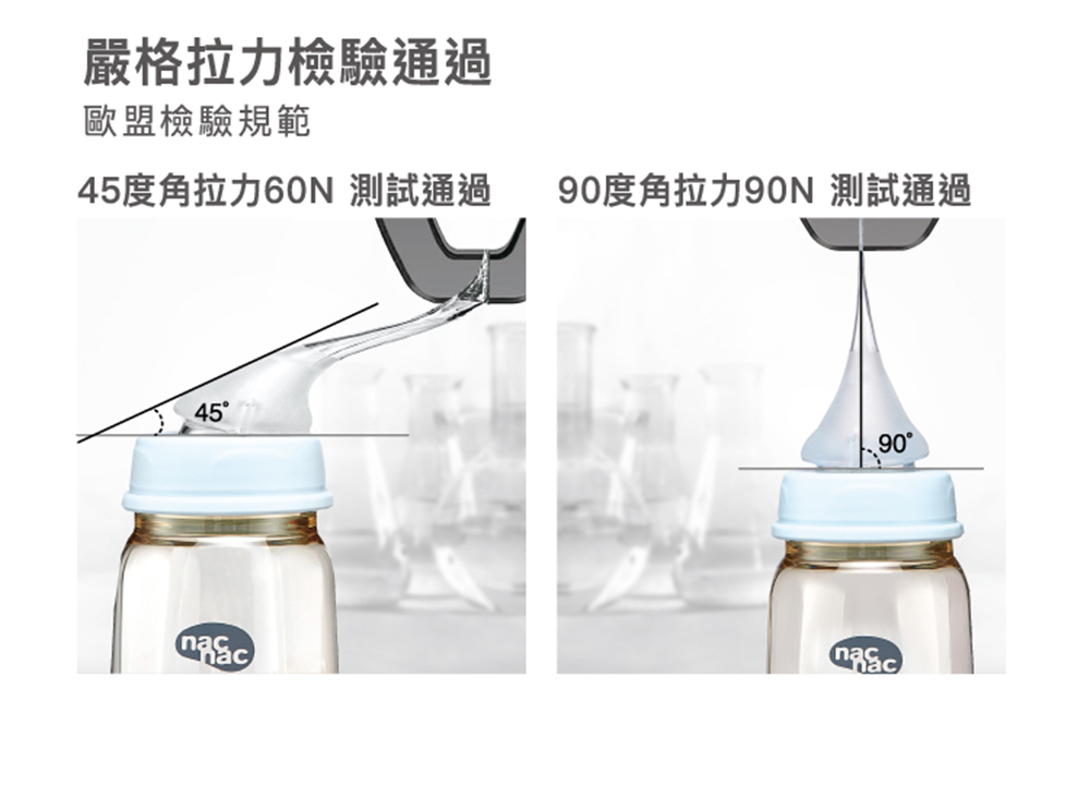嚴格拉力檢驗通過 歐盟檢驗規範 45度角拉力60N 測試通過 90度角拉力90N 測試通過 