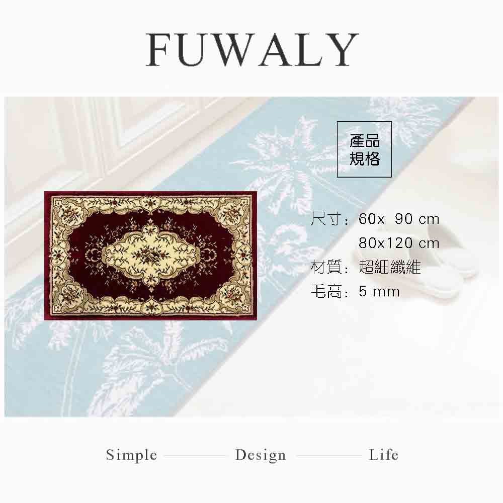 Fuwaly 超細纖維止滑膠底地墊_蓉-60x90cm(花 