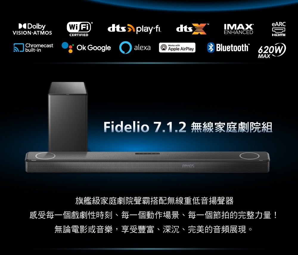 Philips 飛利浦 7.1.2旗艦級聲霸家庭劇院 Fid