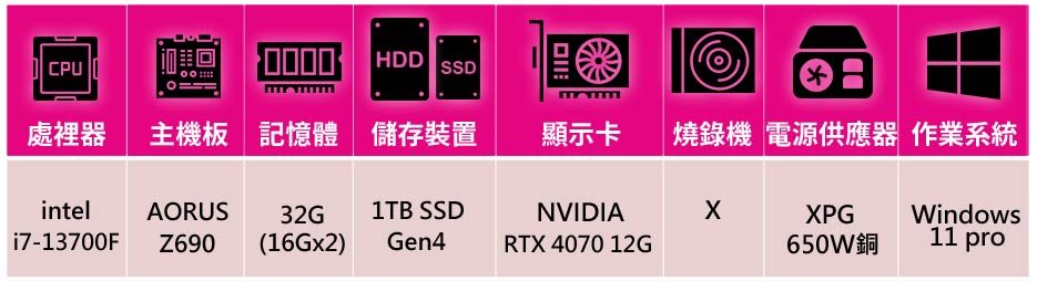 技嘉平台 i7 十六核GeForce RTX4070 WIN