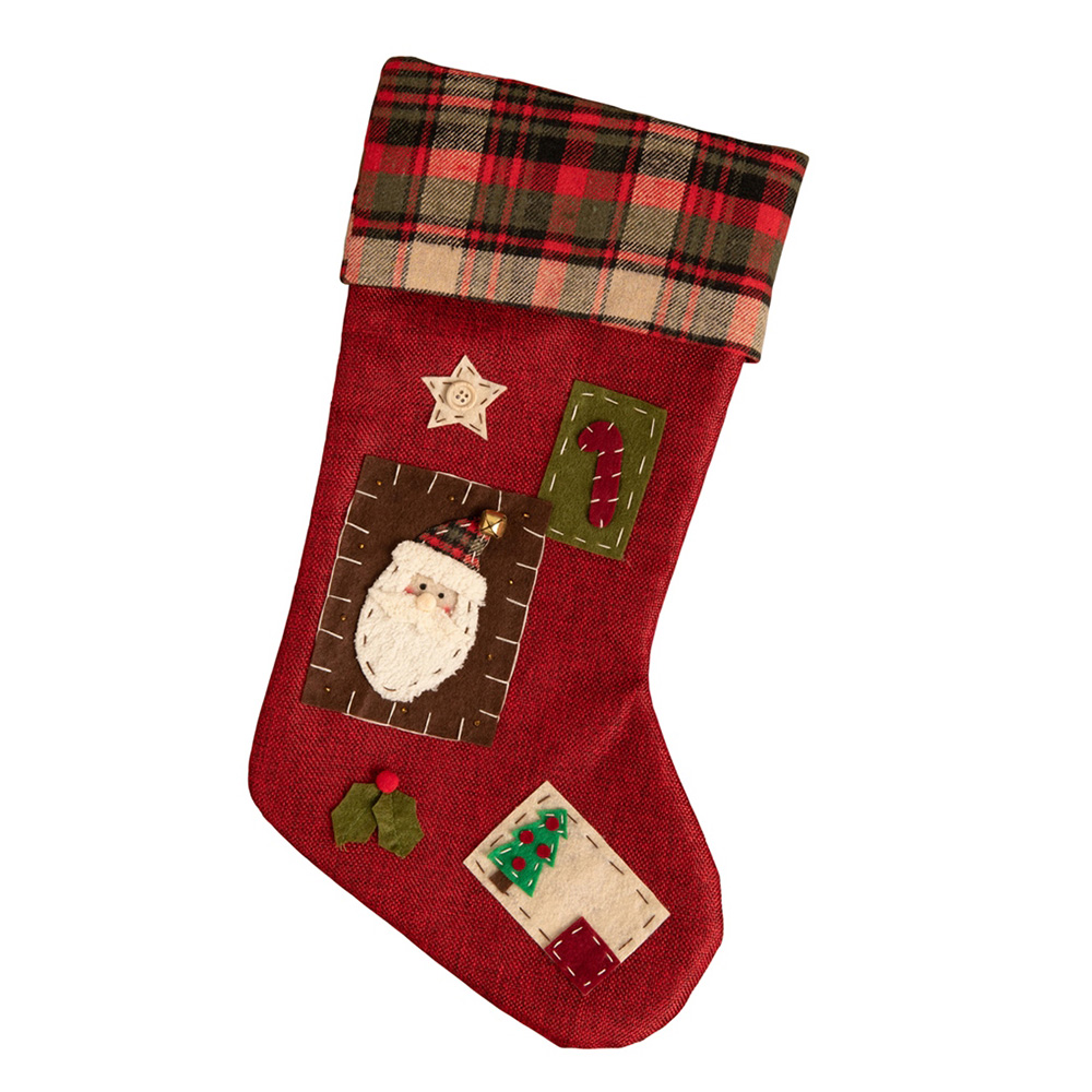 愛爾蘭Belleek Living 紅底拼貼聖誕老人聖誕襪／