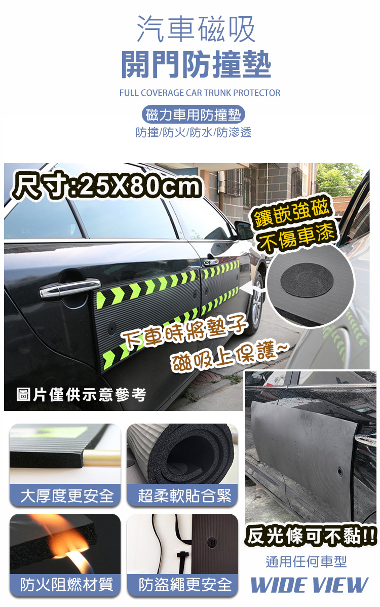 WIDE VIEW 25x80cm汽車磁吸開門防撞墊(車門磁