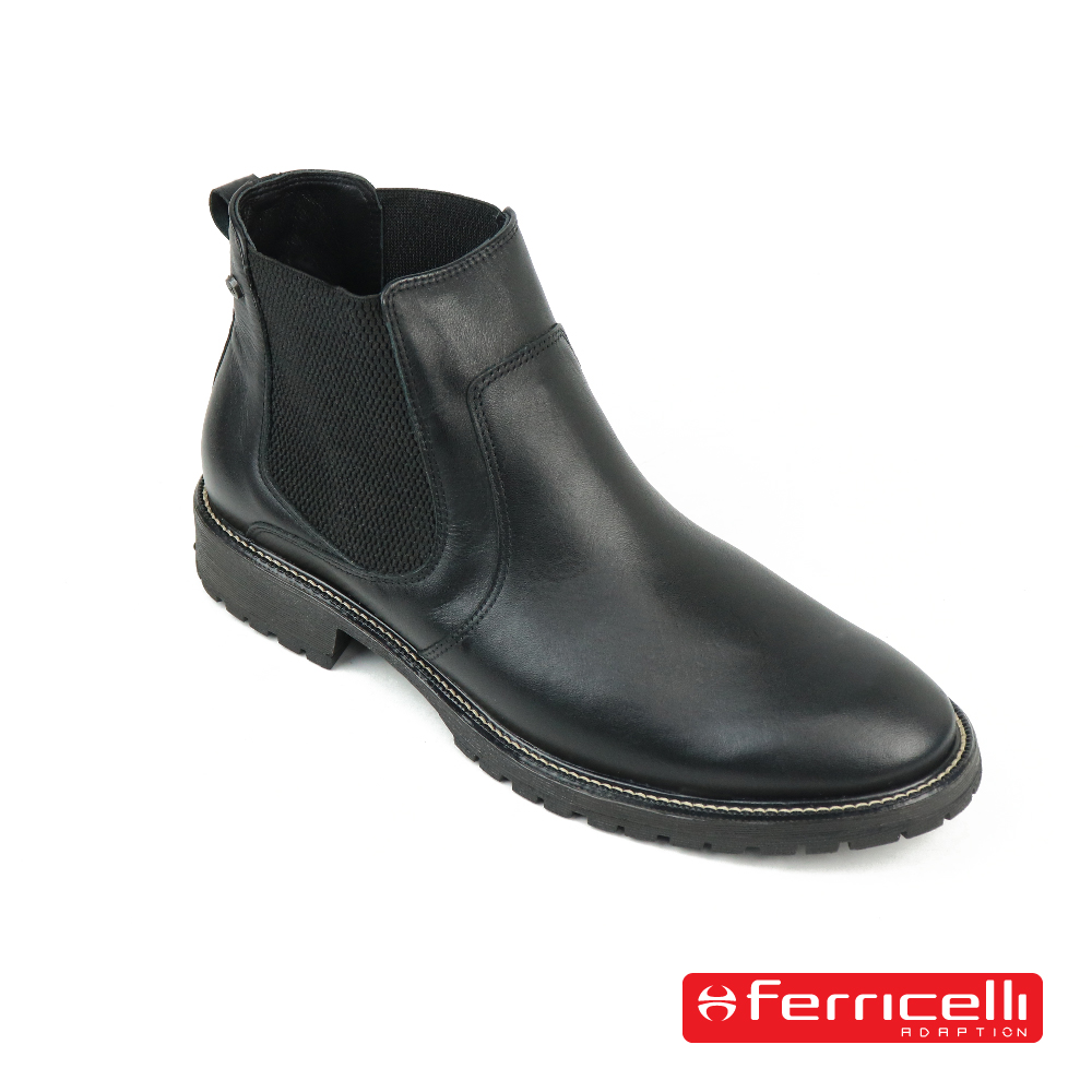 Ferricelli 巴西經典牛皮復古切爾西短靴 黑色(F6