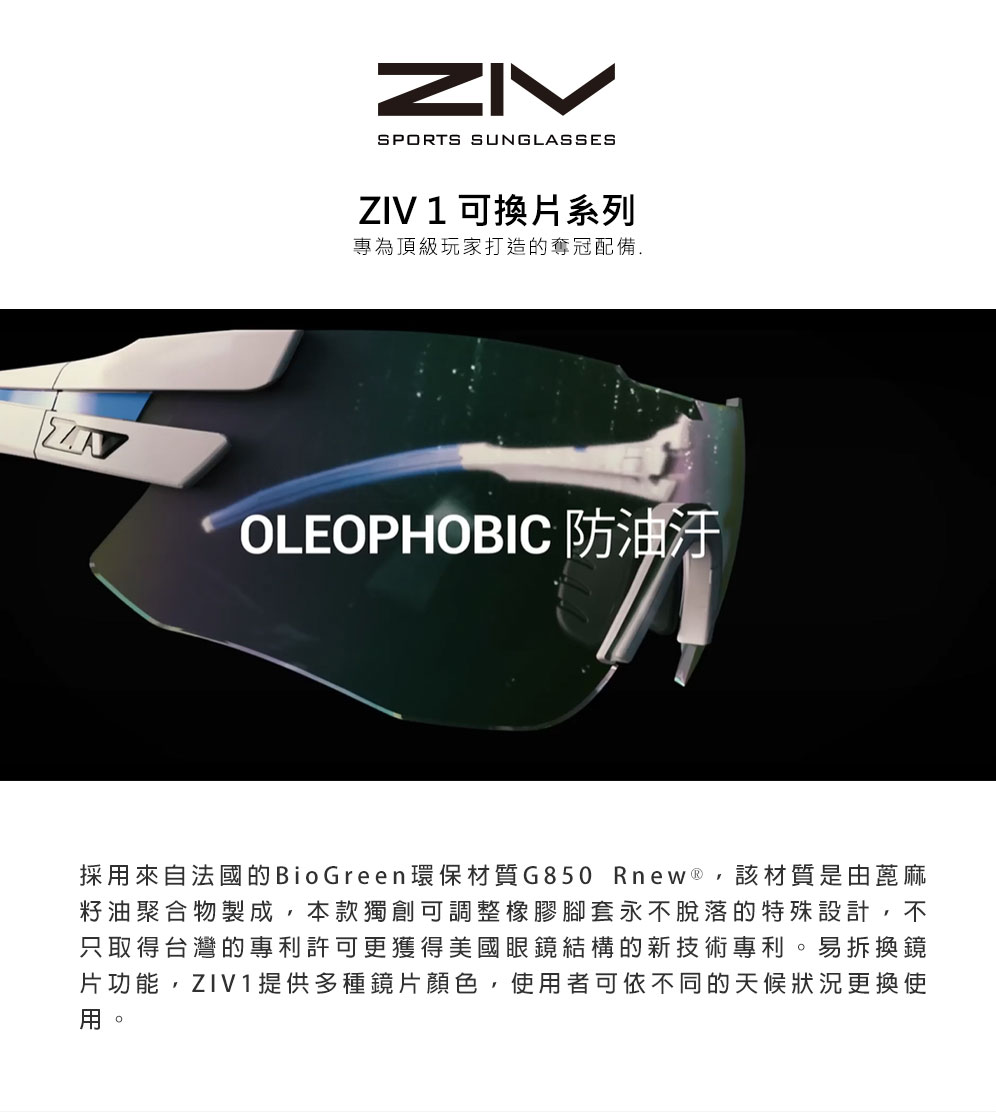 ZIV 官方直營 ZIV1 運動太陽眼鏡(抗UV、防霧、防潑