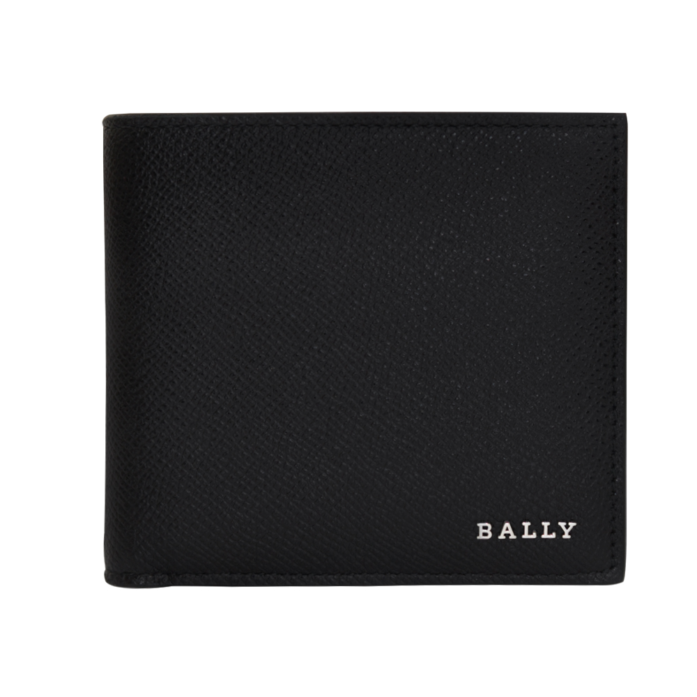 BALLY 時尚壓紋牛皮8卡皮夾短夾+皮帶禮盒組 黑色(60