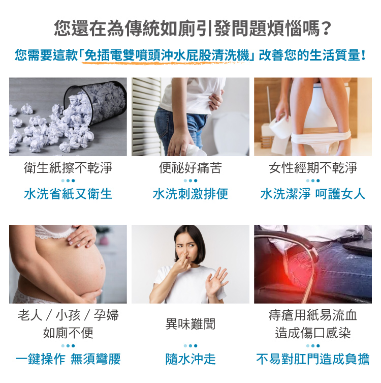 PAOJIA寶嘉生活 免插電輕薄型雙噴頭免治馬桶座(PJ-W