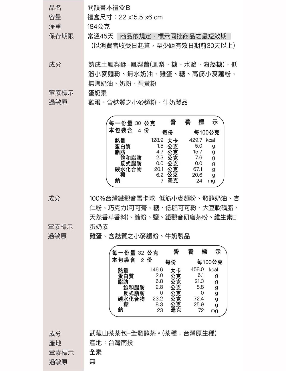 信手工坊 閱韻書本禮盒B/184g×6入組(土鳳梨酥×4、鐵