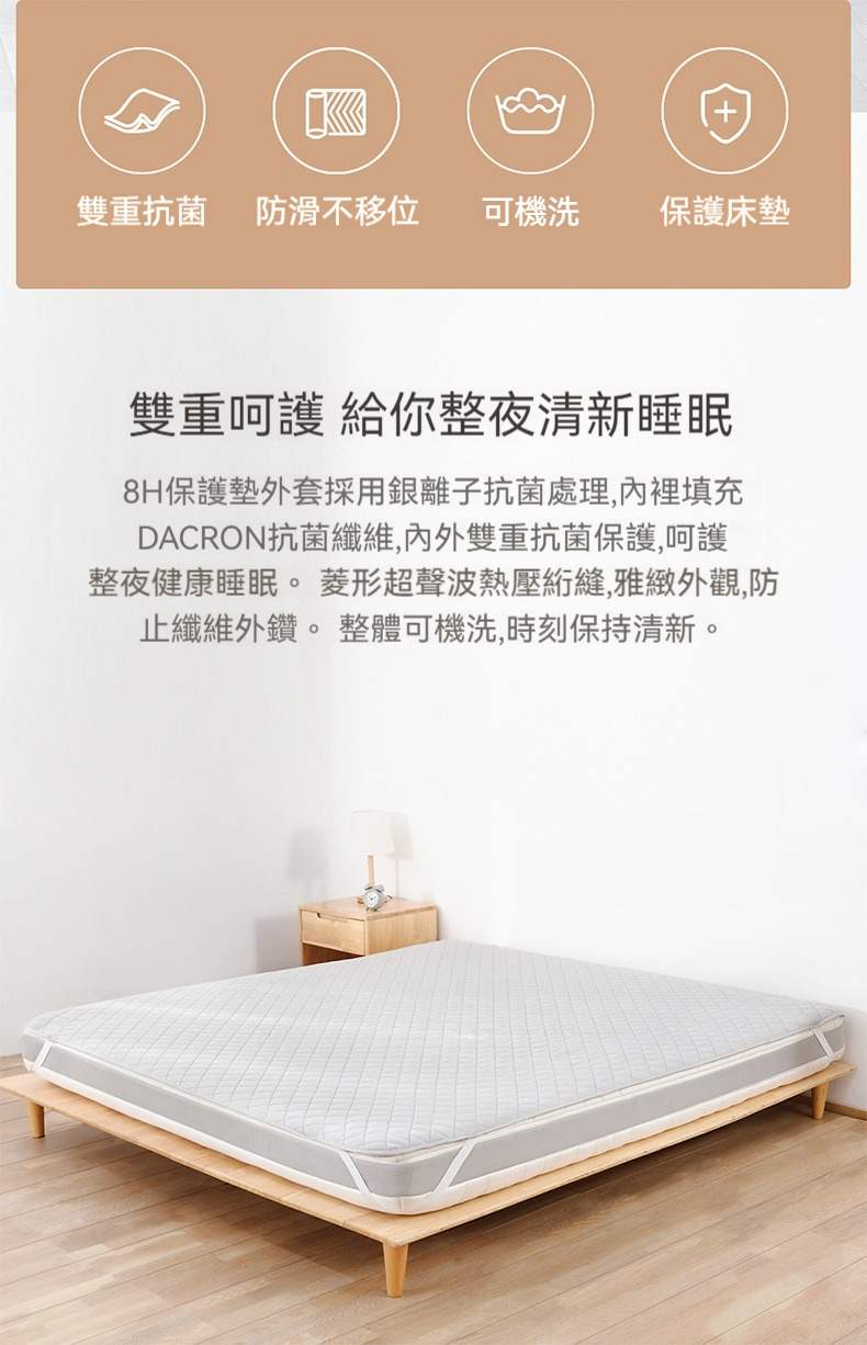 8H 小米生態鏈 雙重抗菌床墊保護墊120*200cm(床墊