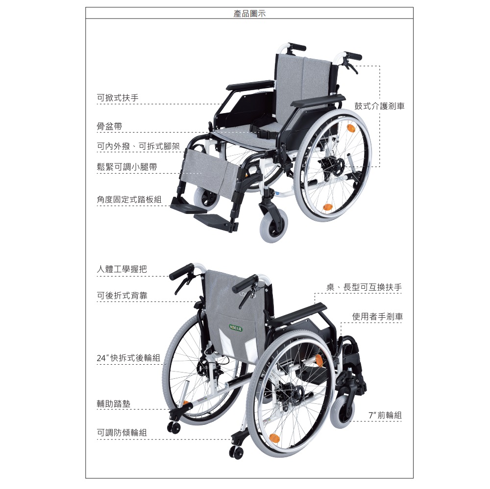 輪椅 調整移位型 輪椅BC款+附加功能A款(#醫用折疊輪椅#