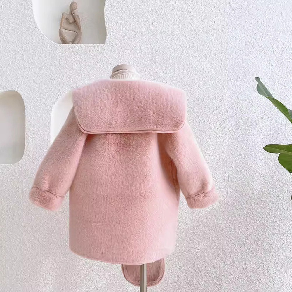 時尚Baby 女童外套粉色絨毛保暖厚外套含包包(女童秋冬防風