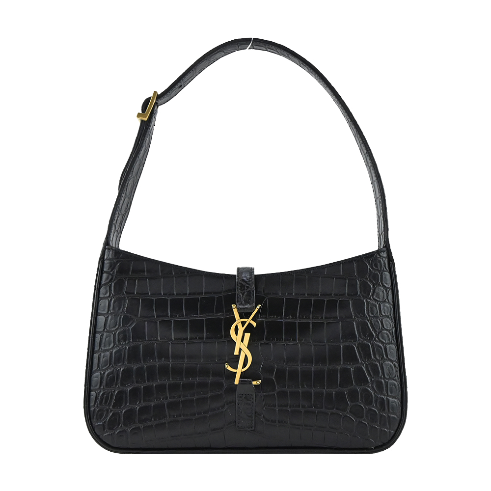 YSL LE 5 A 7新款LOGO 鱷魚壓紋牛皮肩背/手提