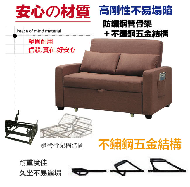 文創集 蕾米灰科技布前拉式沙發椅/沙發床好評推薦