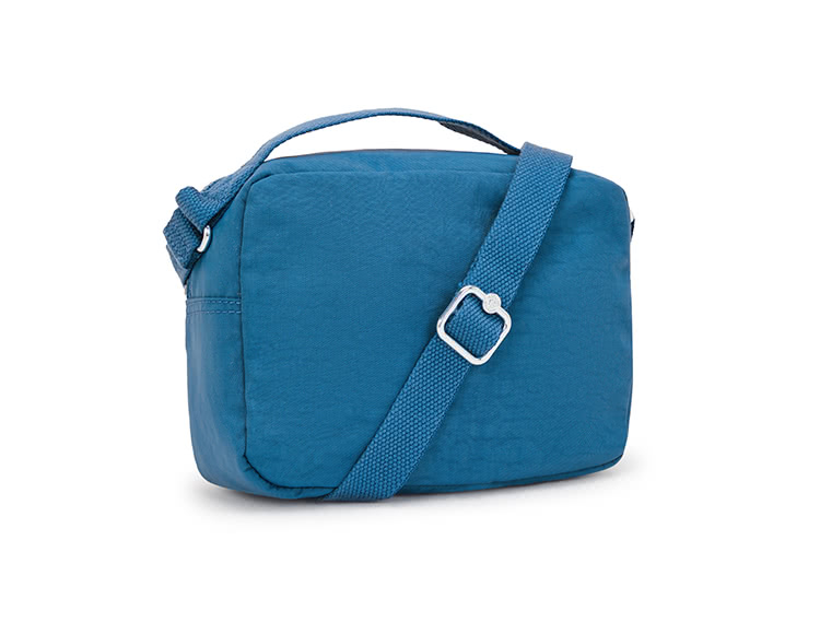 KIPLING官方旗艦館 質感寶石藍前袋拉鍊側肩包-COLE