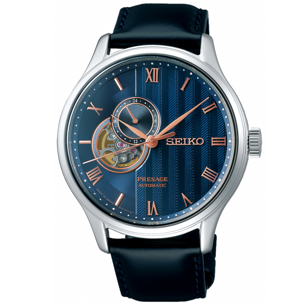 SEIKO 精工 PRESAGE系列 簡約時尚 開芯機械腕錶
