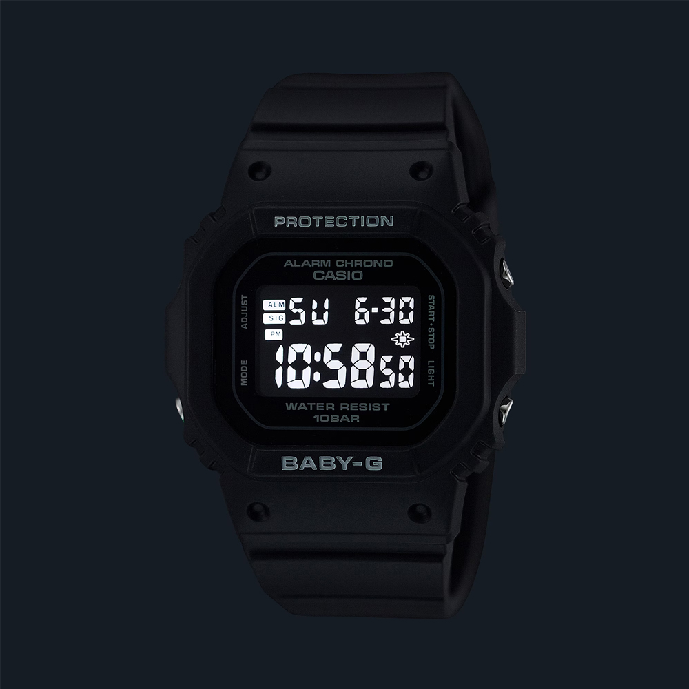 CASIO 卡西歐 BABY-G 簡約纖薄方形電子腕錶(BG
