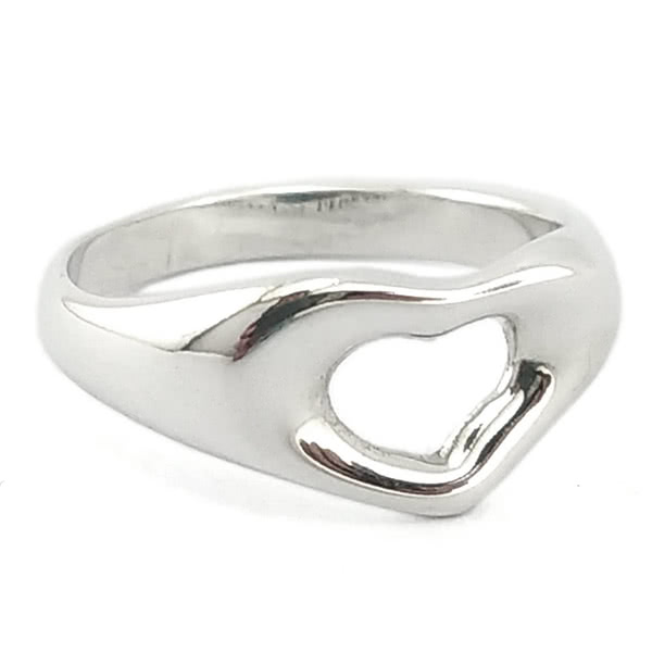 Tiffany&Co. 蒂芙尼 925純銀-簍空愛心造型戒指