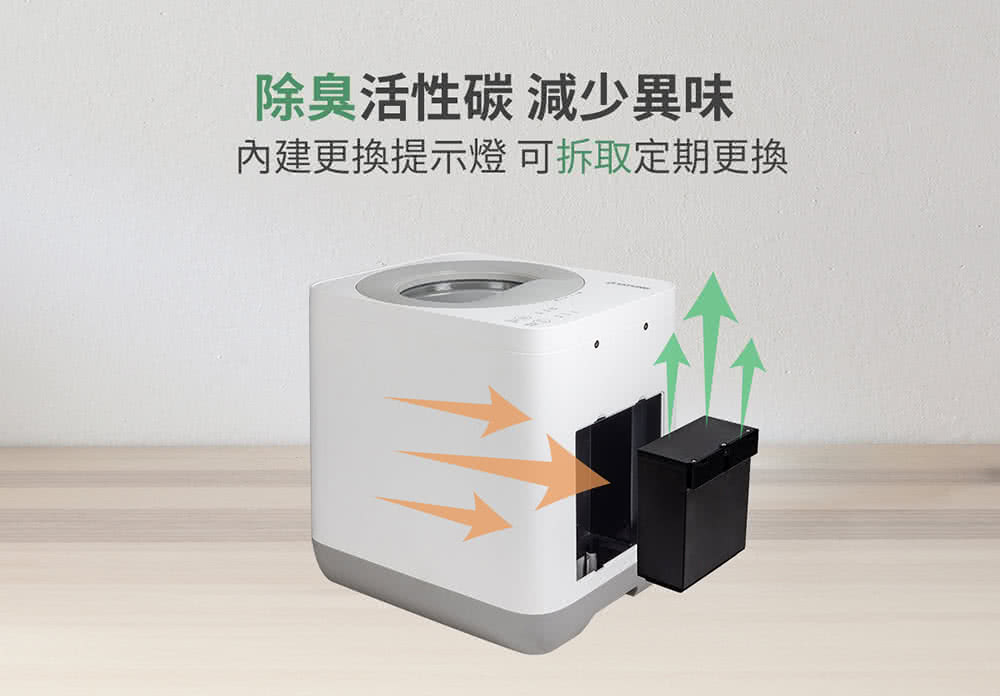 除臭活性碳 減少異味 内建更換提示燈可拆取定期更換 
