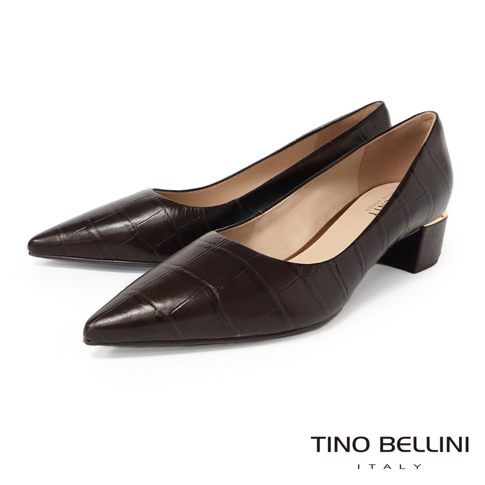 TINO BELLINI 貝里尼 巴西進口石紋尖頭低跟鞋FW