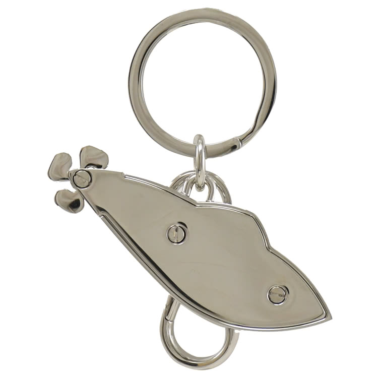 PRADA 普拉達 新款配件立體遊艇造型雙扣環吊飾鑰匙圈(銀