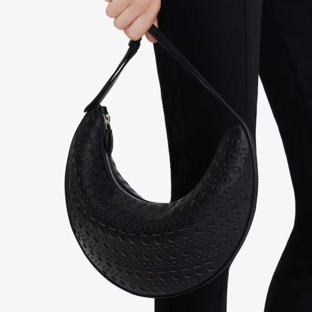 ALAIA 時尚流行半月形雕花肩包(黑) 推薦