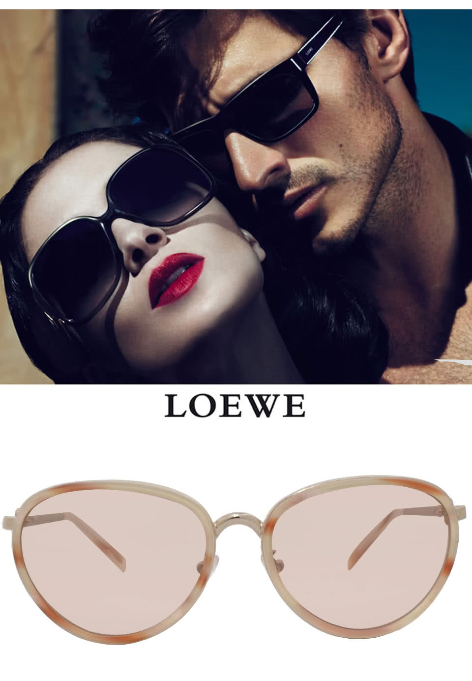 LOEWE 羅威 西班牙奢華訂製款-氣質細框型太陽眼鏡(白/