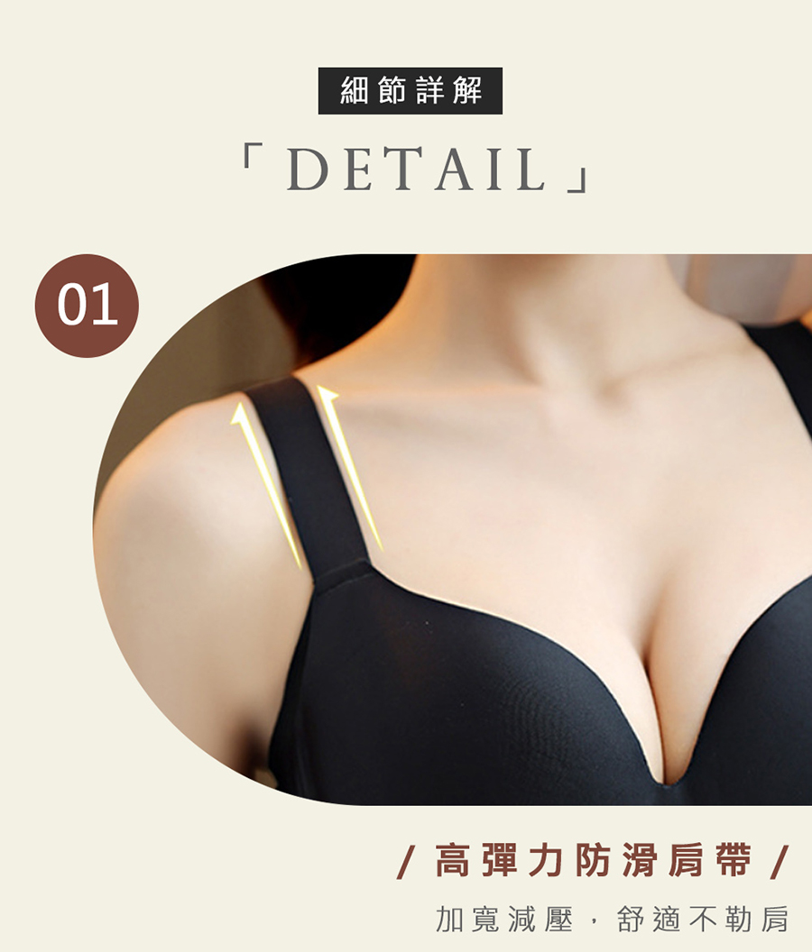 細節詳解 高彈力防滑肩帶 加寬減壓,舒適不勒肩 