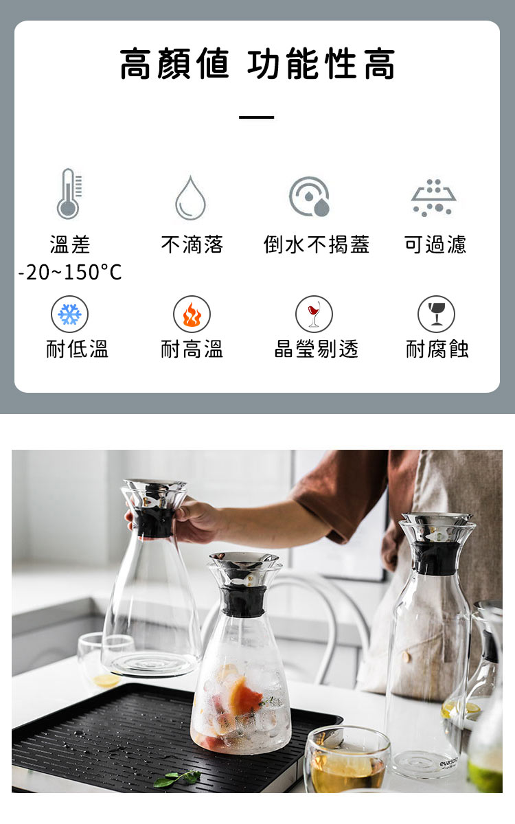 好拾物 耐熱玻璃 丹麥水壺 歐式水壺 玻璃水壺(1000ML