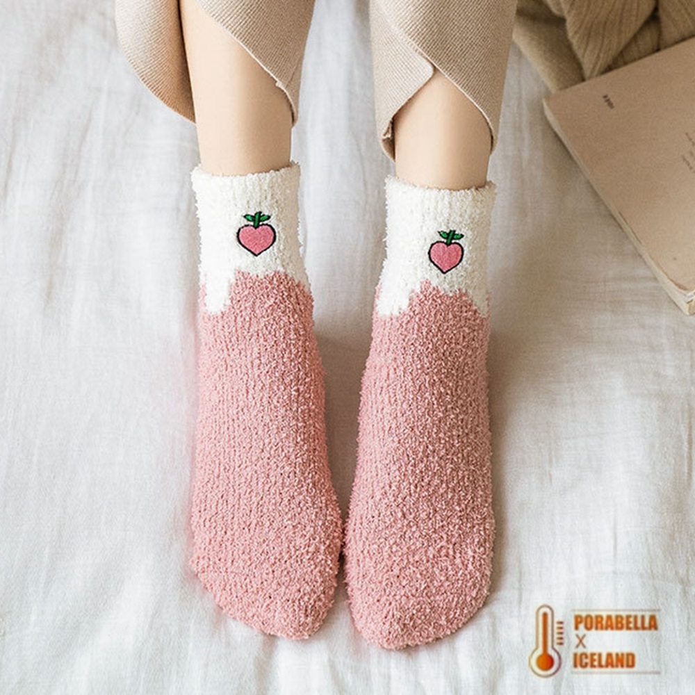 Porabella 一組2雙 日系暖暖襪 珊瑚絨 絨毛襪 水