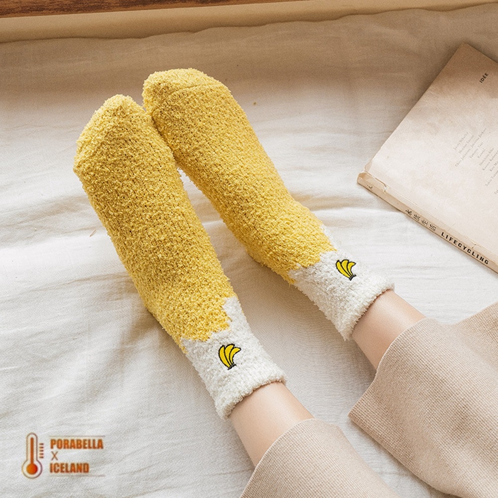 Porabella 一組2雙 日系暖暖襪 珊瑚絨 絨毛襪 水