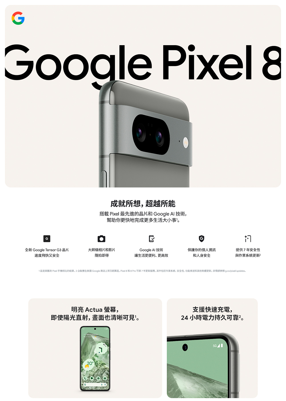 Google Pixel 8 6.2吋（8G/128G）折扣