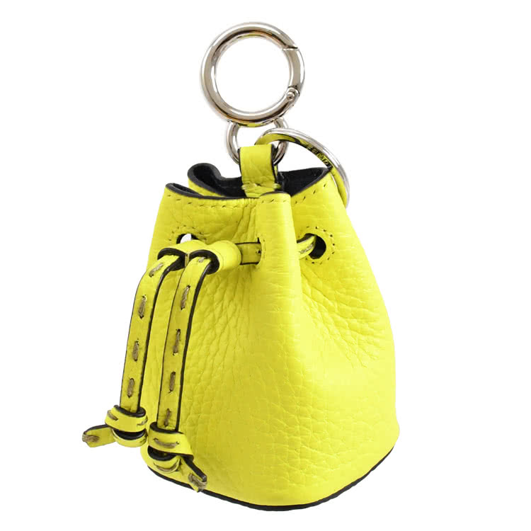 FENDI 芬迪 迷你水桶零錢包造型雙扣環吊飾鑰匙圈(黃)品