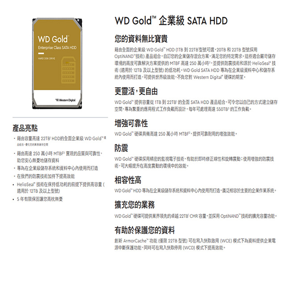 CHANG YUN 昌運 WD Gold 2TB 3.5吋 