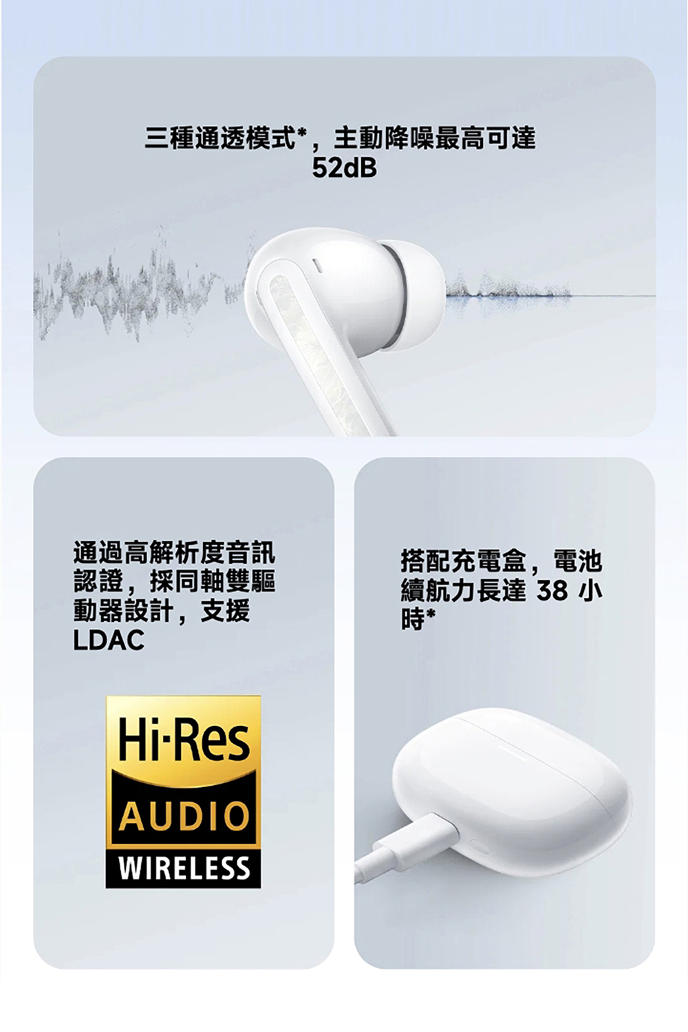 三種通透模式,主動降噪最高可達