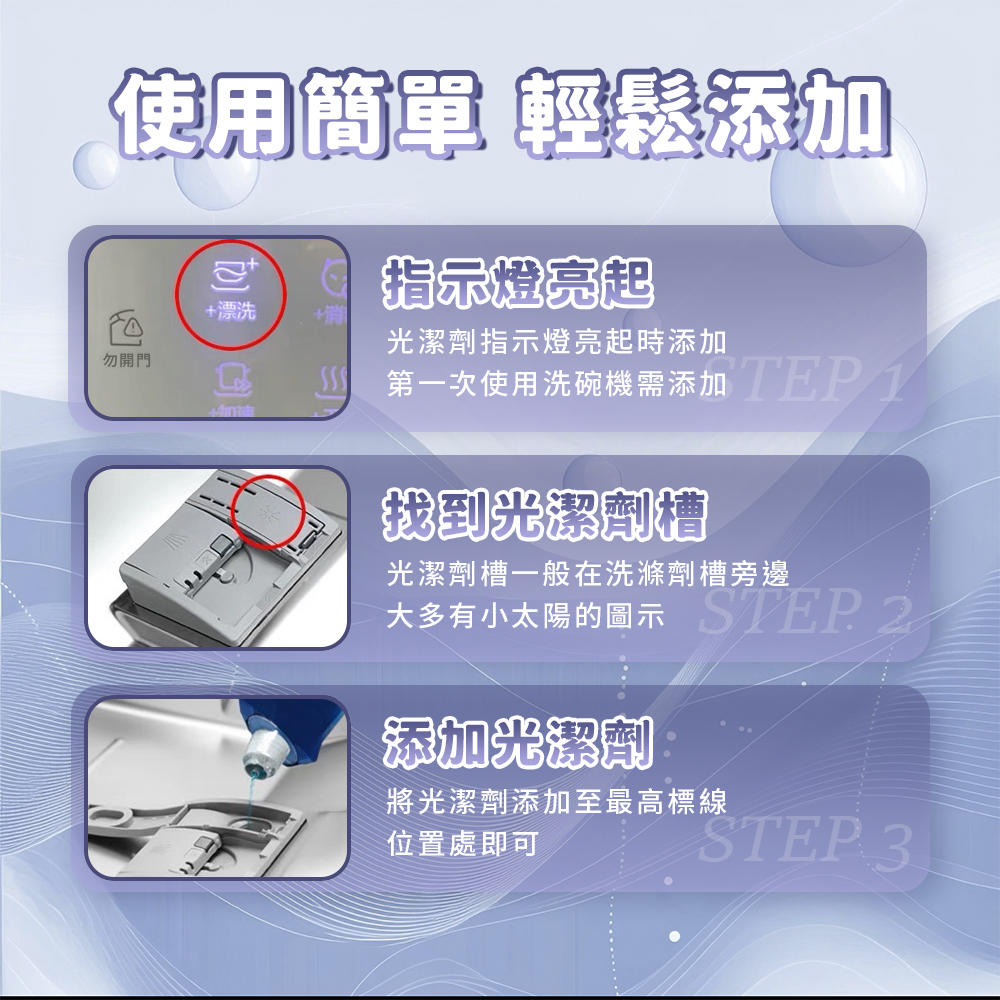 第一次使用洗碗機需添加TEP1