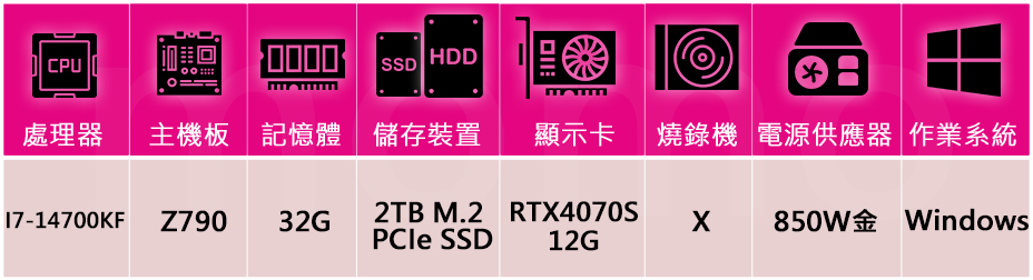 華碩平台 i7二十核GeForce RTX4070S Win