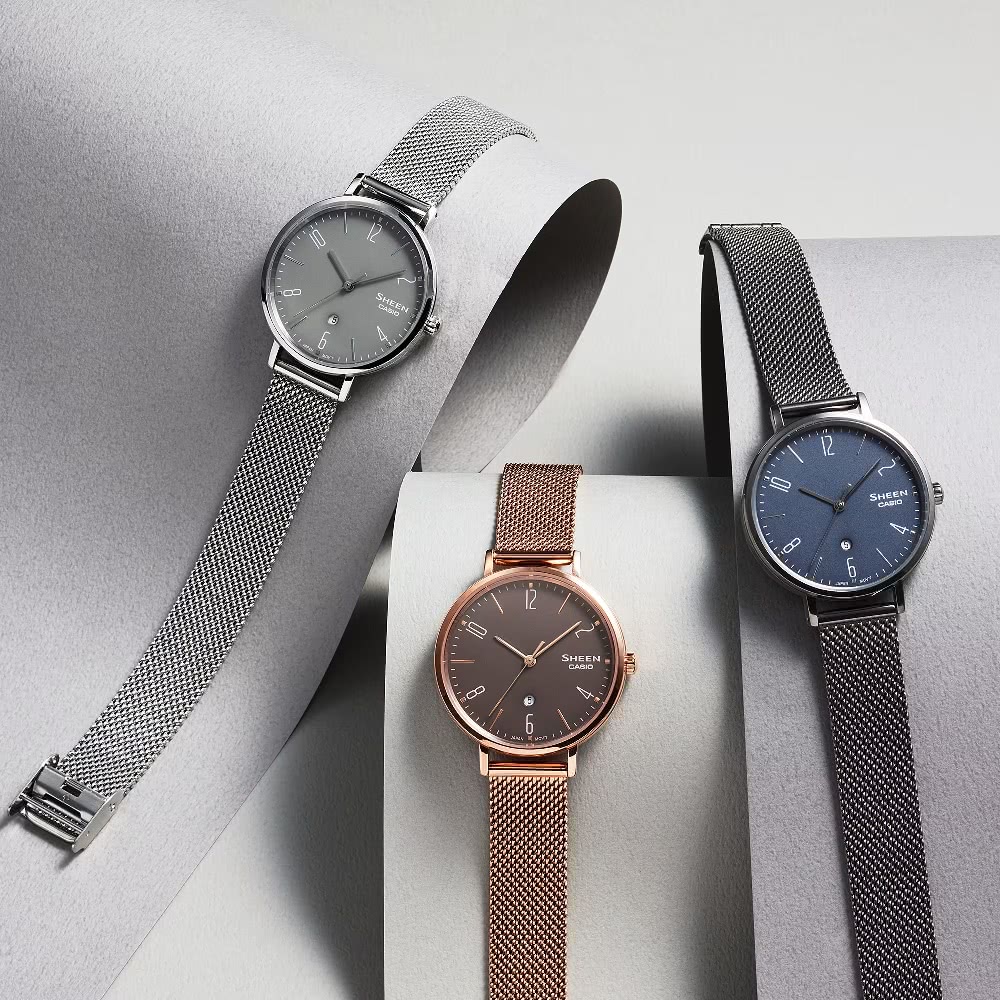 CASIO 卡西歐 現代極簡風格彰顯個性時尚腕錶 藍面 34