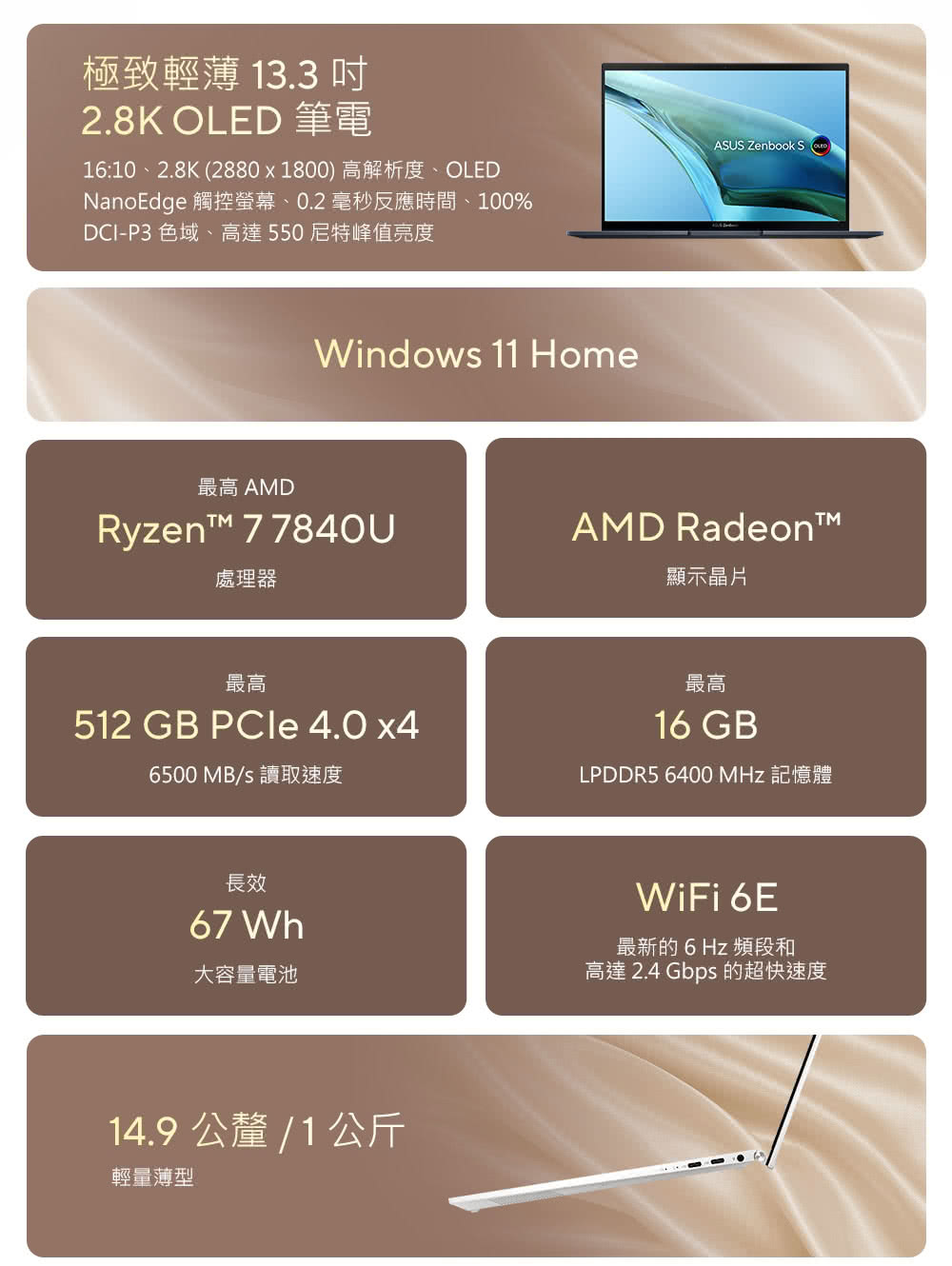 ASUS 華碩 特仕版 13.3吋R7輕薄筆電(ZenBoo