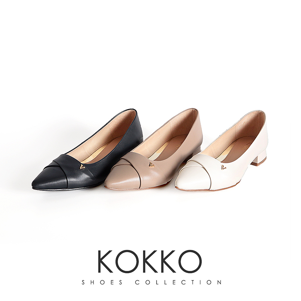 KOKKO 集團 柔美感交織親膚綿羊皮包鞋(白色)折扣推薦