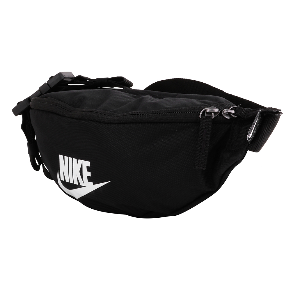 NIKE 耐吉 經典白標LOGO 帆布拉鍊胸背/側背包(黑)