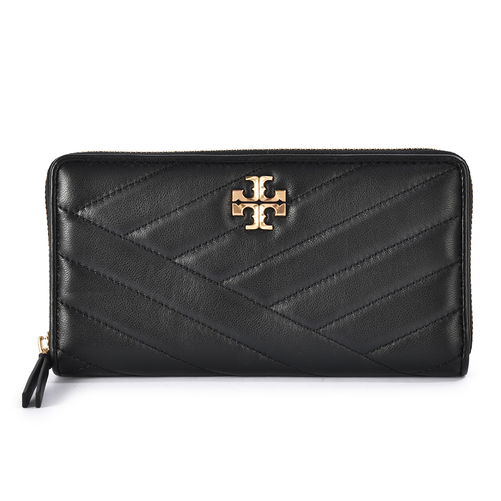 TORY BURCH KIRA 雙T金屬LOGO V字壓紋小