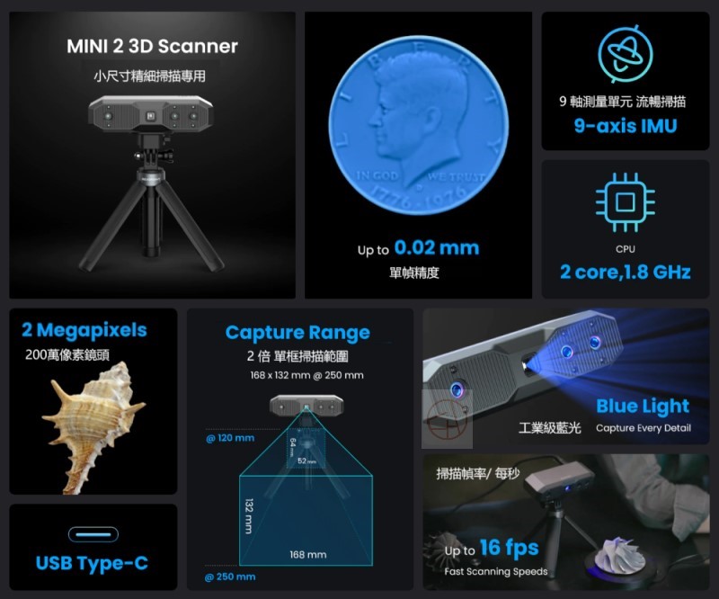 REVOPOINT 全新二代 Mini 2 標準版_藍光3D